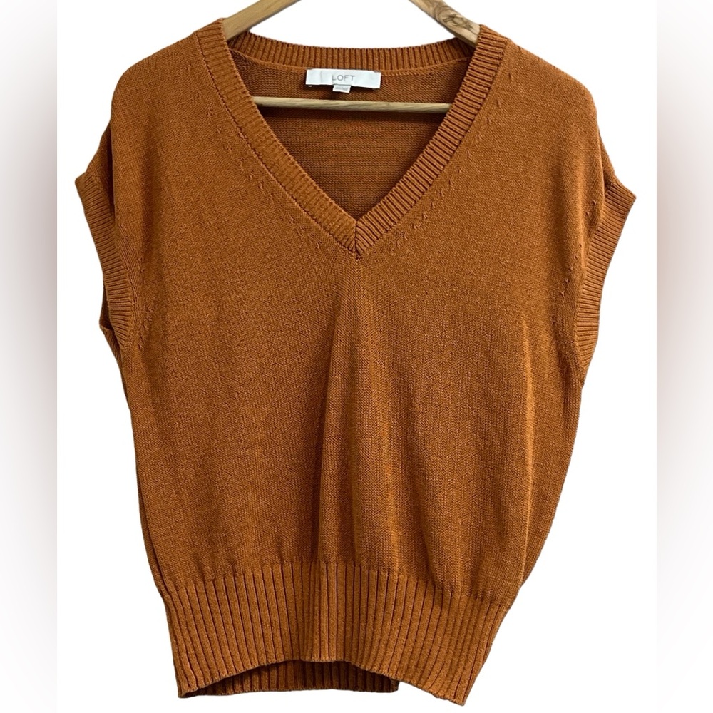 Cute copper knit v neck sweater top